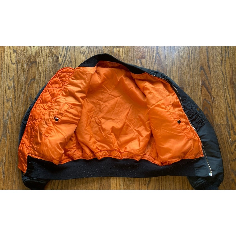 Vintage Alpha Industries MA-1 Flyers Jacket Mens XL Black Reversible Bomber USA - Picture 9 of 10